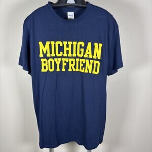 Gildan University of Michigan Boyfriend Blue T-Shirt Men's M Wolverines NCAA